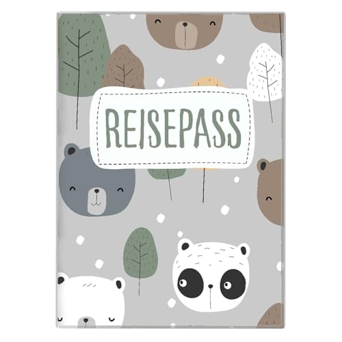 cozy racoon Reisepasshülle für Kinder | Hochwertige Hülle für den Reisepass Deines Kindes |Design Süße Bären (ohne Personalisierung)