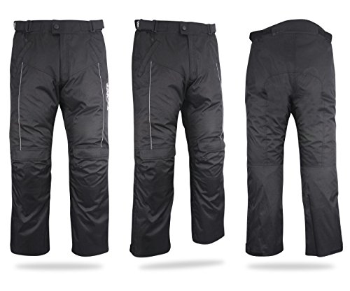 Pantaloni da motociclista in tessuto impermeabile e antivento con protezioni, Economy Schwarz, 56 Regulär / Weite 40" Länge 32" (3XL)