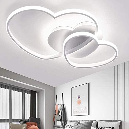 damastoreitalia Plafoniera a led da interno moderna a soffitto lampada lampadario adatta per camera da letto salone soggiorno solotto cucina locali commerciali 33W (Doppio cuore - Luce fredda 6500K)