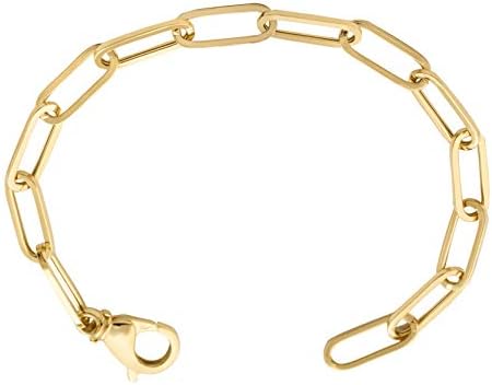 LoveBling 14k Yellow Gold 5mm Paper Clip Link Bracelet (7")