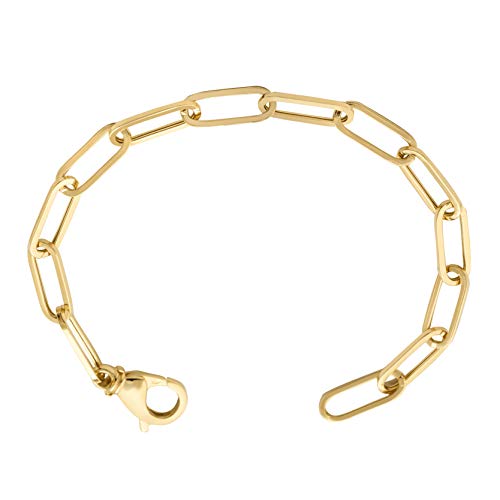 Lovebling 14K Yellow Gold 5Mm Paper Clip Link Bracelet (7") #TOP11