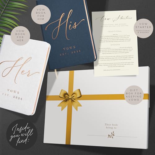 Image of Personalized 2026 Vow Books His & Hers - White & Navy Linen Wedding Vow Books Ideal as Accessories for Brides & Grooms, His & Hers Gifts - Wedding Registry Must Haves 2026 & Elopement Essentials