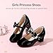 LAURMOSA Toddler Dress Shoes for Girls High Heels for Kids Princess Shoes Toddler Heels Size 10 Little Girl Mary Jane Bow Chunky Formal Flats Pumps Graduation Wedding Party Birthday (L1055PaBlack 10)