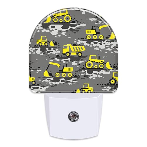 Image of Cartoon Construction Vehicles Night Light for Kids,Excavator Loader and Truck Night Light Plug in with Dusk to Dawn Sensor,0.5w Energy Saving Nightlight for Boys Girls Home Decor