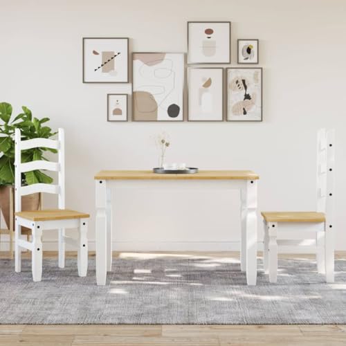 Table à manger Corona rustique et minimaliste en pin blanc