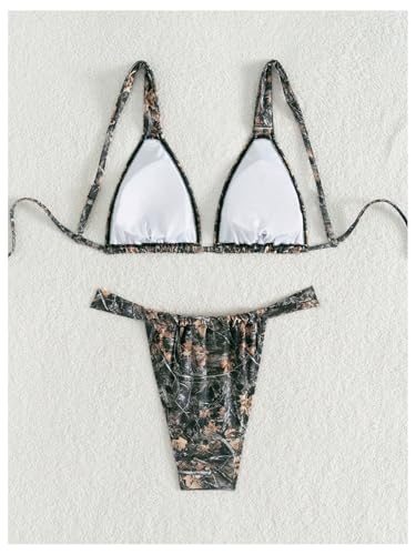 MakeMeChic Women's Camo Bikini Set Triangle Tie Backless Thong Bathing Suit Two Piece Swimsuits2
