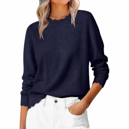 moolBeko Womens Sweaters Dressy Casual Long Sleeve Pullover Scallop Sweater - image 5