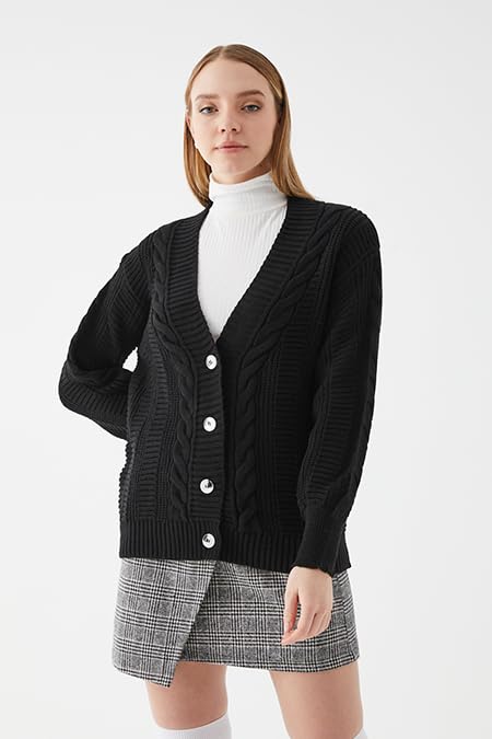 Image of Women's Cardigan Sweaters - Long, Chunky Knit, Cable Knit, Grandpa Style Coat