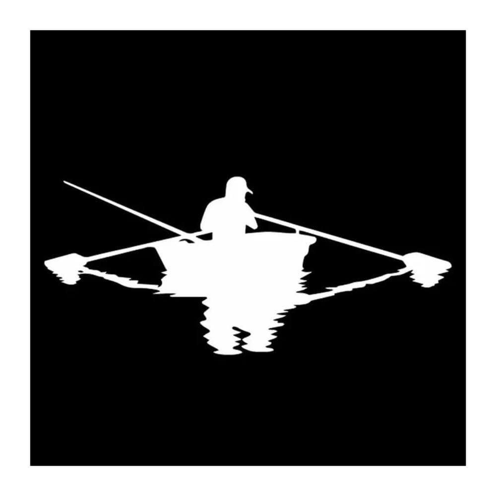 1pc Fishing Man in Boat Vinyl Sticker Waterproof Decal for Car Window Bumper Decor(White)