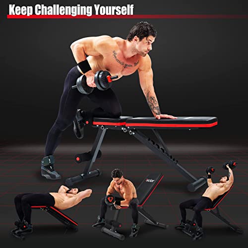Teclor Adjustable Weight Bench - 700Lb Stable Weight Bench, Full Body Workout Multi-Purpose Foldable Incline Decline Exercise Workout Bench For Home Gym #TOP7
