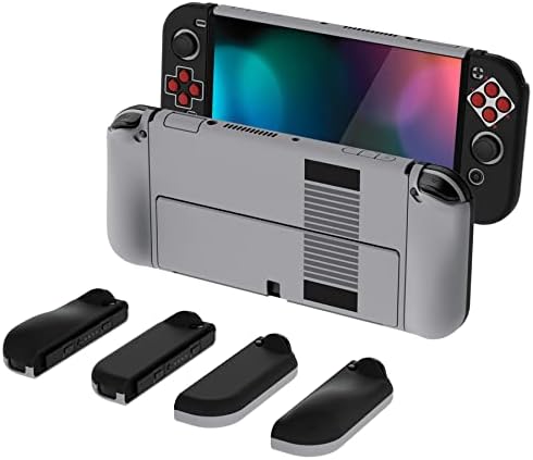 PlayVital Etui Ochronny do Nintendo Switch OLED,Case Hard Shell do Switch OLED Joycon,AlterGrips Dokowalna Futerał do Switch OLED,Protective Cover z Kciuka Caps&Caps Przycisków-Klasyka Stylu SNES EU