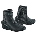 PROFIRST Genuine Leather Motorbike Armoured Boots Motorcycle Short Ankle Protection Boot Shoes Anti Slip Racing Sports CE Approved (Black, UK Footwear Size System, Adult, Men, Numeric, Medium, 10)