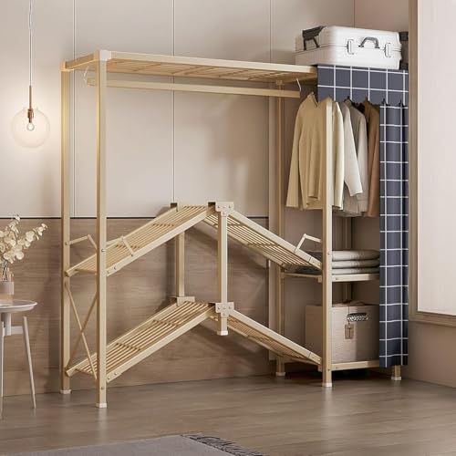 Organizador de armario plegable con compartimentos y barra colgante para almacenamiento de dormitorio