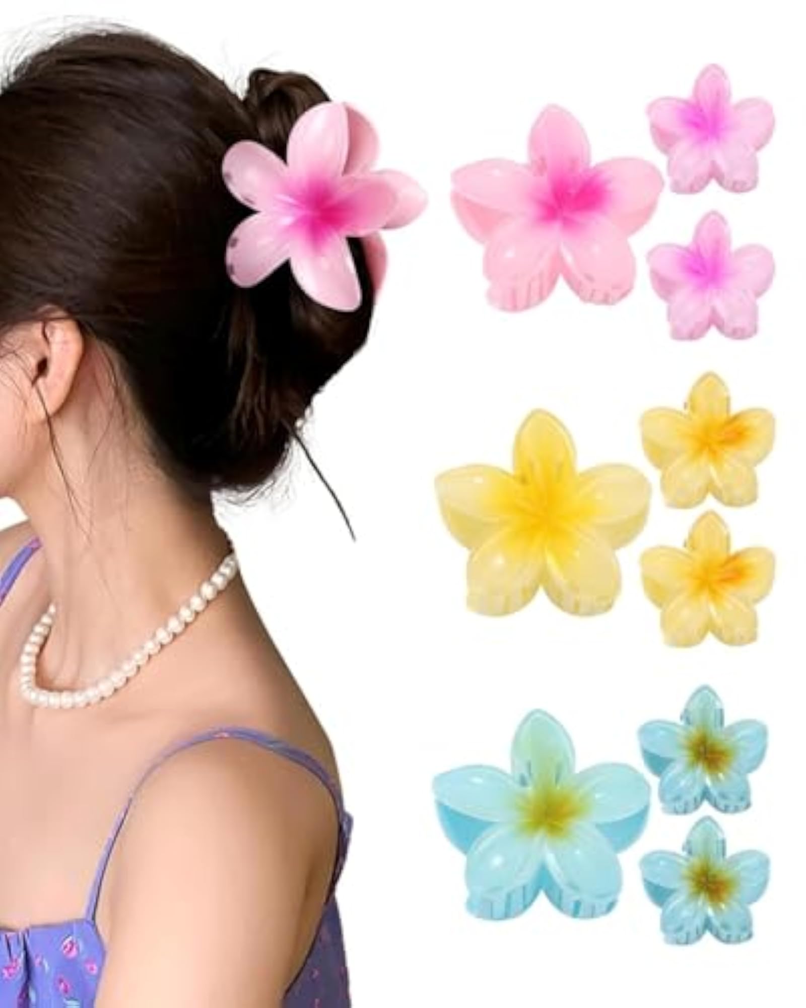 Flower Hair Claw Clip Set for Women, 6 Pcs