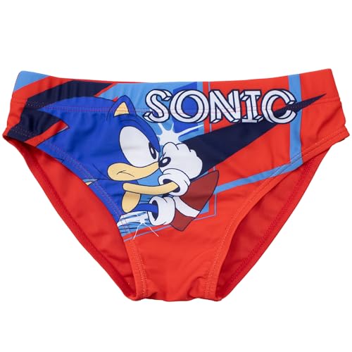 Sonic The Hedgehog - Bañador para niño - Braguita de playa para niño 7106, rojo, 10 años