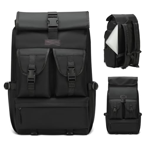 Roll-top Backpack for Men Women, Waterproof Laptop Backpack 15.6