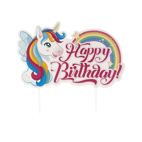 dekora - Decoración Tartas Cumpleaños Unicornio Tesia Cake Topper Happy Birthday en Papel - 17