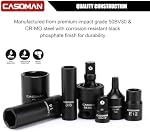 CASOMAN 153-Piece 1/4" & 3/8" & Set de socket à impact maître 1/2" Drive avec boîtier, ensemble d'outils de socquette standard professionnel et de profondeur, 6 Précisez. SAE et les dimensions métriques