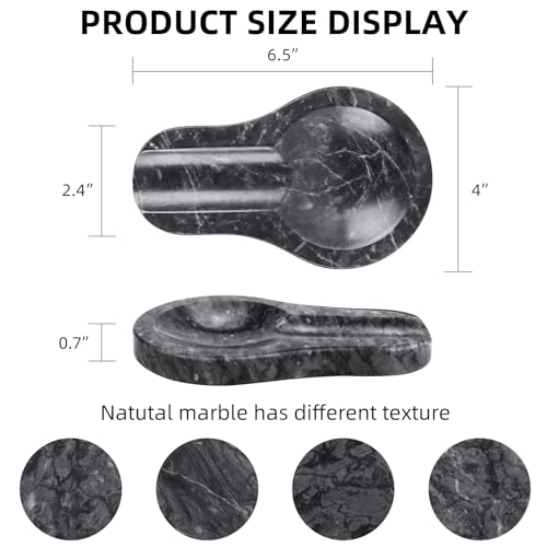 HESHIBI Marble Spoon Rest for Kitchen Stove Countertop, Marble Utensil Holder, Perfect for Spatula, Ladle, Fork (1, Dark Gray, 4 * 6.5) by HESHIBI - Image 2