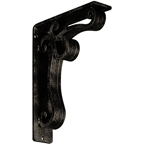 Ekena Millwork 2" W x 7 1/2" D x 10" H Orleans Wrought Iron Bracket, (Triple Center Brace), Antiqued Pale Gold