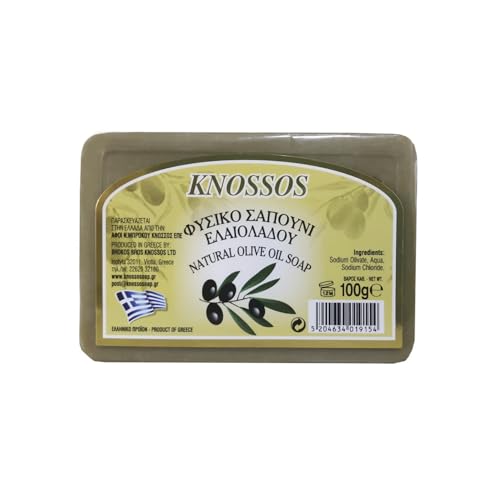 クノッソス石鹸 100g 無香料(緑)健康的なギリシャ産オリーブ石鹸 無添加 無香料 美肌 乾燥肌 敏感肌 肌荒れ 洗髪 洗顔 洗体 全身 さっぱりした洗い上がり