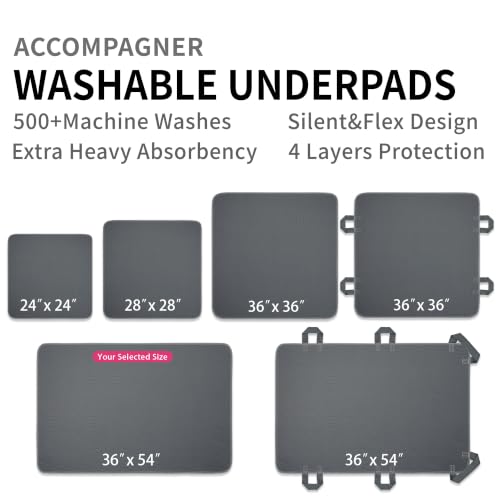Image of Accompagner Incontinence Bed Pads Washable Waterproof Underpads 36 inchx54 inch 2pc