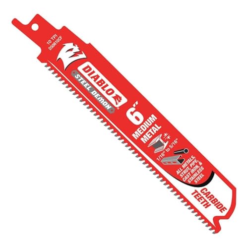 Diablo Steel Demon Carbide Teeth Reciprocating Saw Blade for Medium Metal - 6" Length, 10 TPI - DS0610CF