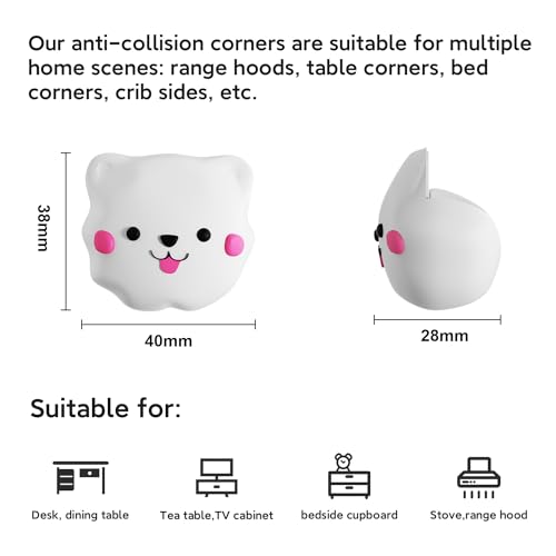 Image of 4 Pcs Cartoon Corner Guard Edge Protector,Edge Protector for Baby,Furniture Silicon Table Corner Guards,Child Head Protector Corner Cover (White Cat)
