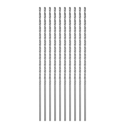 QUARKZMAN 10pcs Extra Long Perceuse Mèches Foret Hélicoïdal, 2mm HSS Perceuse Embout avec Haute-Vitesse Acier Droit Tige 120mm Longueur pour Métal Boiserie Plastique Aluminium Alliage
