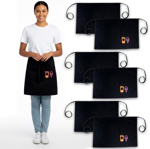Dunkin' Donuts Apron 6 Pack Party Supplies - Kitchen Accessories Bundle with with 6 Logo Half Aprons for Kids, Boys, Girls, Men, Women | Dunkin' Donuts Theme Party Favors image 4