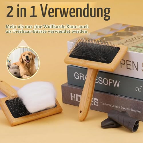 HiCOZZIE 2er-Set Wollkardierer – Bürsten zum Filzen, Spinnen und Tierpflege – Bild 6