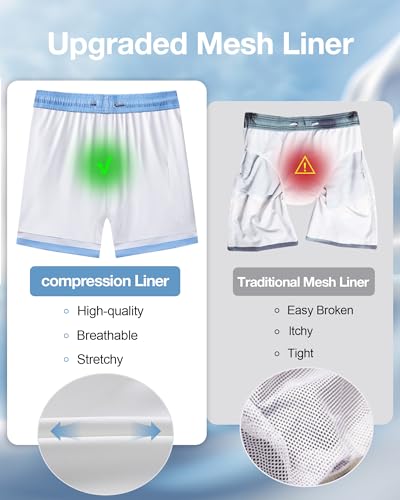 iCKER Mens Swim Trunks with Compression Liner 5.5" Inseam Quick Dry Swim Shorts Bathing Suit Beach Shorts4