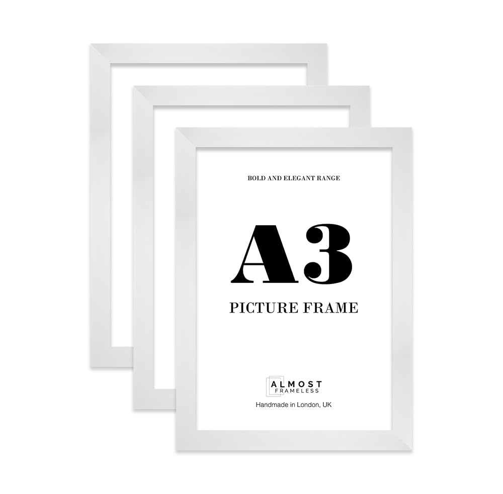 A3 Picture Frame, Display A3 Pictures (29.7 x 42cm - 11.7 x 16.5in) Picture Frame for wall Display - White - 3 Pack
