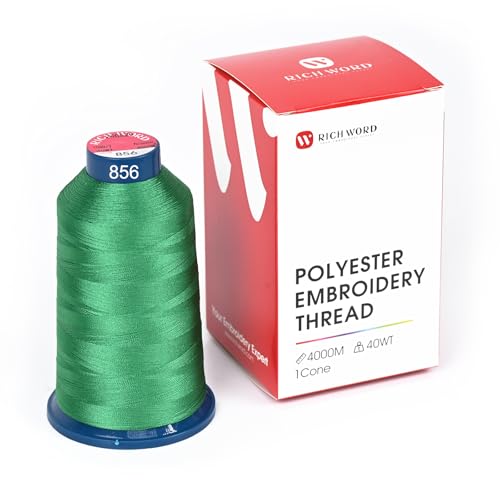 Image of Poolin Polyester Machine Embroidery Thread 4000M 40WT Emerald Green 0856 | Smooth Feeding with Stable Tension for Clean, Consistent Stitching on Home and Commercial Embroidery Machines