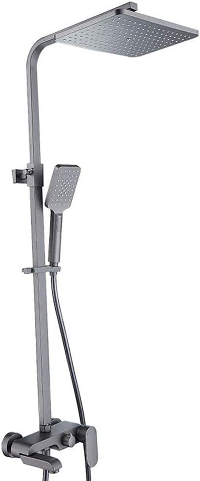 Shower Suit, Gray Shower Mixer Tap Suit ABS 3 Mode Hand Shower with Shower Riser Rail Kit Bath Shower Mixer Set Shower Suit Shower Kit with Shower Head for Bathroom-Round