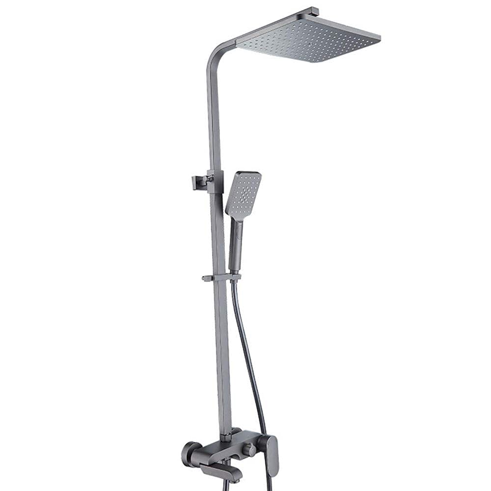 Mitigeur de douche gris ABS avec douchette 3 modes et barre de colonne