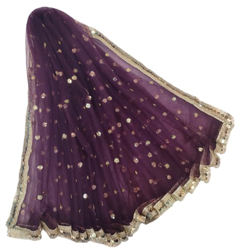 Image of Navti Creations Women's Lightweight Net Dupatta With Sequence Embroidery & Kiran Border (Length 2.25m)