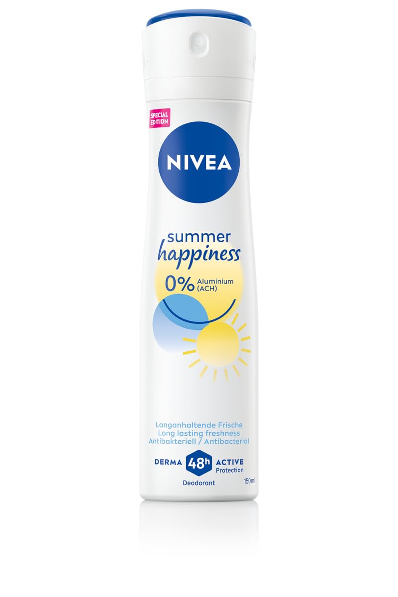 NIVEA Summer Happiness Deospray, Deo ohne Aluminium (ACH) mit sanfter Pflege, antibakterielles Deodorant mit 48h Schutz und einzigartiger INFINIFRESH Formel (150 ml)