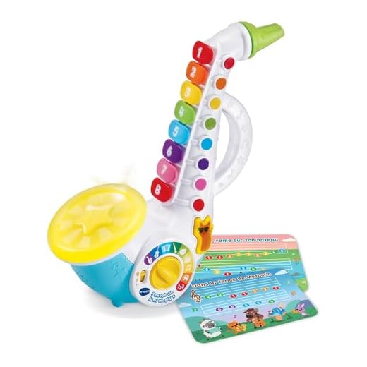 VTech Lumi - Saxofón mágico, Instrumento Musical de Jazz para niños, saxofón Interactivo con 8 Teclas Coloridas, 4 Canciones Infantiles, a Partir de 2 años