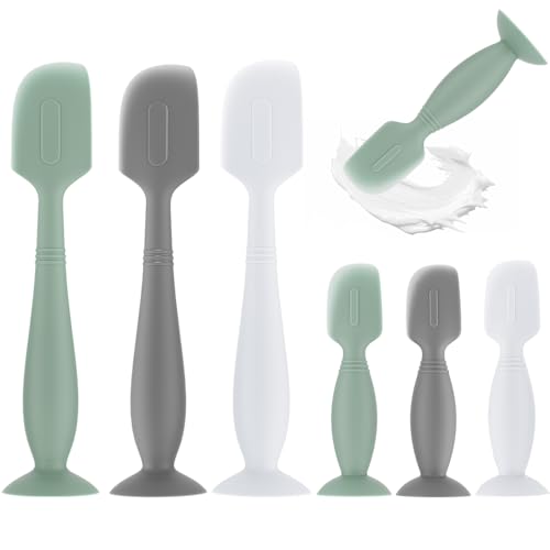 Image of 6Pack Baby Diaper Cream Spatula, Soft Silicone Diaper Cream Applicator, Butt Paste Spatula - 3xLarge & 3xSmall Sizes (Green/Gray/White)