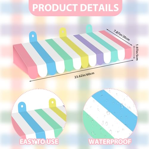 Image of 2 Piece Circus Awning Decoration 3D Carnival Tent Awning Wall Decorations for Circus Theme Party, Carnival Stand, Party Favors Supplies (Macarons)