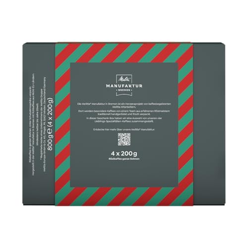 Melitta Kaffee Weihnachts-Geschenkbox - 4 Spezialitätenkaffees, ganze Bohnen, handgeröstet, Geschenkidee zu Weihnachten