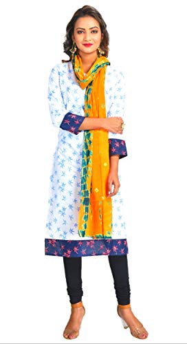 Image of Women's Pure Cotton Multi-Colored Traditional Authentic Tie Dye with Bandhej Bandhani Dupatta Chunni