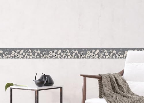 AG Design Selbstklebende Bordüre Abstraktionsblumen, AWB 8412 | Wasserfest Dekoration für Wände, Möbel, Tapeten, Wandverkleidungen und Türen, Folie, Mehrfarbig | Breite 500 cm x Höhe 13.8 cm