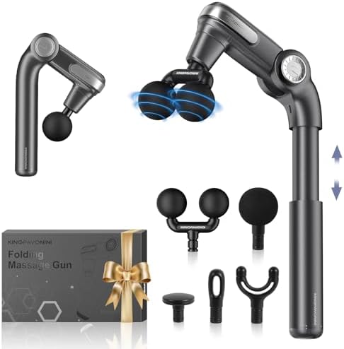 KingPavonini Foldable Massage Gun with Dual-Ball Head, Adjustable...