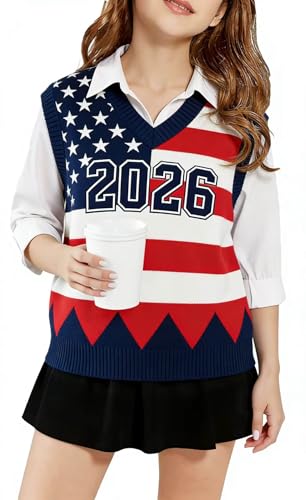 Image of SELINK Boys Girls School Uniform Sweater Vest V Neck Soft Comfy Pullover Trendy Argyle Knitted Waistcoat Vest