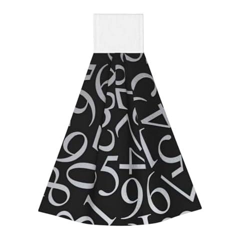 Mosytuky Numbers Print Hanging Hand Dry Towels,Coral Velvet Hand Towels Hanging Loop,Absorbent Hand Towels for Kitchen Bathroom Kids Adults Cover