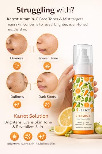 Image of Karrot Vitamin C Face Toner & Mist 100ml for Skin Rejuvenation & Dark Spots - with Kakadu Plum, Ethyl Ascorbic Acid, Niacinamide, Ceramides & Carrot, pH Balanced