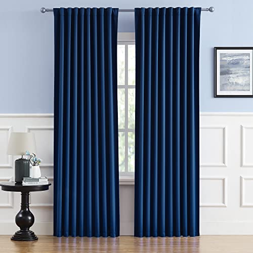 Dualife Dark Navy Blue Blackout Curtains For Bedroom Patriotic Nautical Decor Thermal Insulated Gamer Curtain Panels Room Darkening Draperies For Living Room Back Tab Pocket, W52 X L96, 2 Panels #TOP19