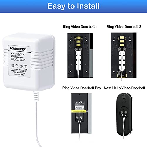 24V Doorbell Transformer For Ring Doorbells, 16.5Ft Long C Wire Adapter, Power Supply With Ring, Wyze, Eufy, Nest Hello Doorbells #TOP4